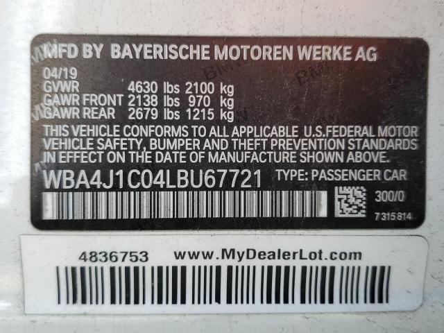 WBA4J1C04LBU67721 BMW 430i Gran Coupe