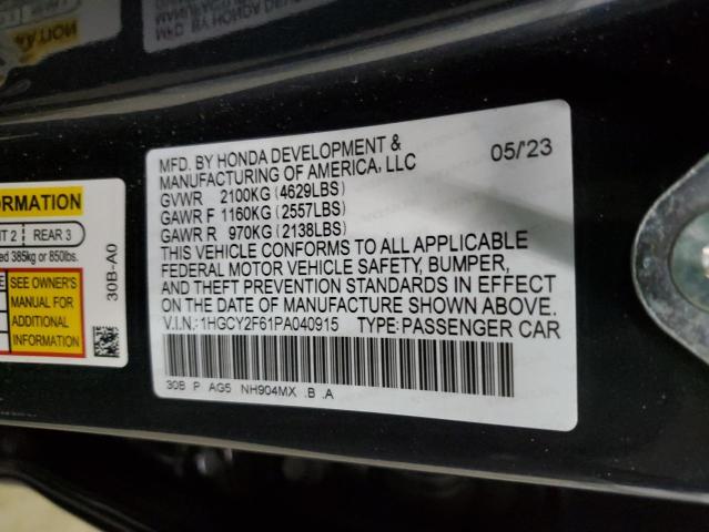 1HGCY2F61PA040915 Honda Accord Hybrid Exl
