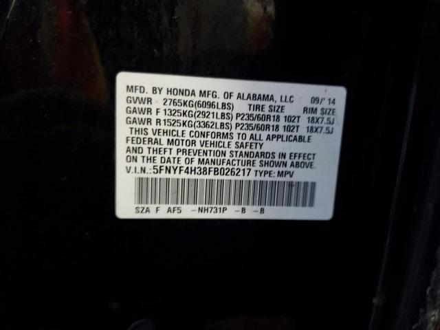 5FNYF4H38FB026217 Honda PILOT SE