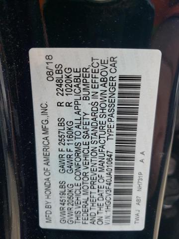 1HGCV3F40JA010647 Honda Accord Hybrid Ex