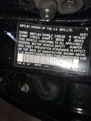 SHHFK7H42MU419901 Honda Civic Sport