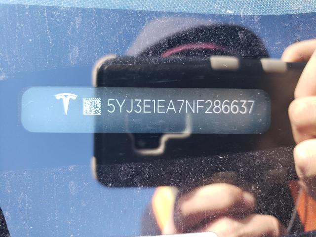 5YJ3E1EA7NF286637 Tesla MODEL 3