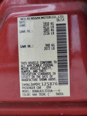 1N4AL3AP0FC125876 Nissan ALTIMA 2.5