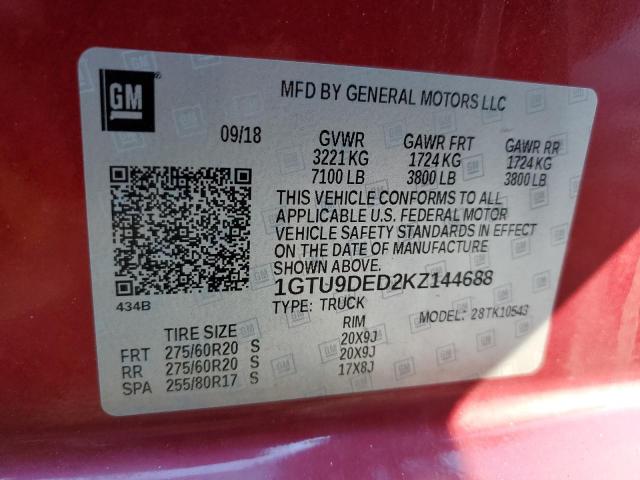 1GTU9DED2KZ144688 GMC Sierra K1500 Slt
