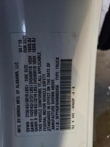 5FPYK3F64KB003456 Honda Ridgeline Rtl
