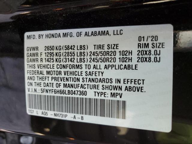 5FNYF6H66LB047360 Honda Pilot Touring
