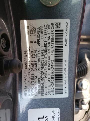 2HGFC2F84KH591542 Honda Civic Sport