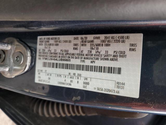 1FMCU9H64LUB99805 Ford ESCAPE SEL