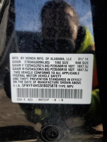 5FNYF4H53EB025878 Honda PILOT EXL