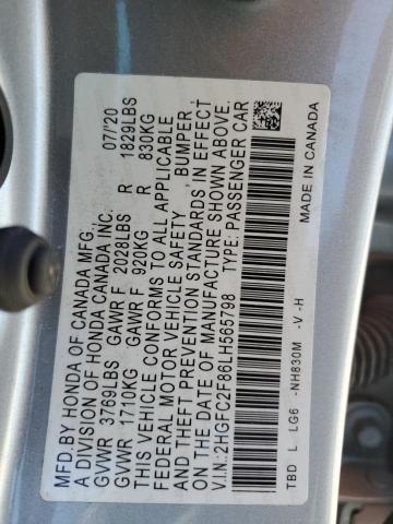 2HGFC2F86LH565798 Honda Civic Sport
