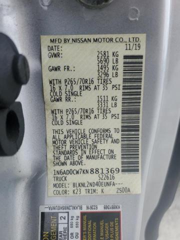1N6AD0CW7KN881369 Nissan Frontier Sv