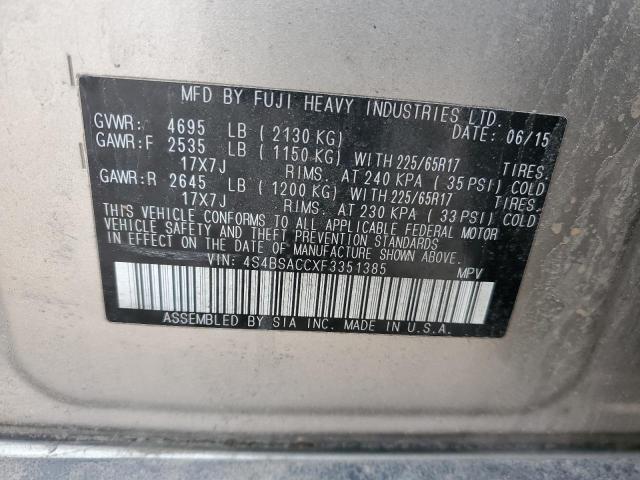 4S4BSACCXF3351385 Subaru Outback 2.5i Premium