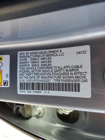 1HGCV3F2XNA022227 Honda Accord Hybrid Sport