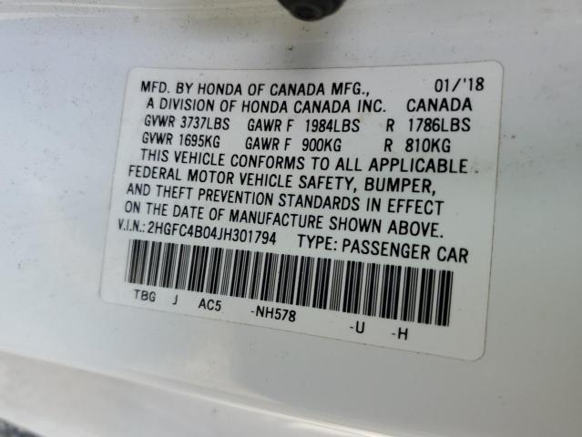 2HGFC4B04JH301794 Honda Civic Lx
