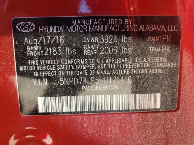 5NPD74LF5HH121416 Hyundai ELANTRA SE