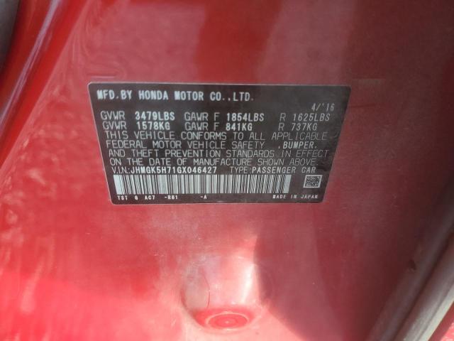 Honda FIT EX 2016 JHMGK5H71GX046427 Image 12