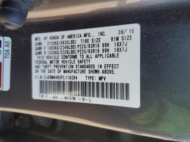 5J6RM4H9XFL118094 Honda Cr-v Touring