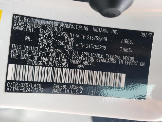 5TDDGRFH9HS035854 Toyota Highlander Hybrid Limited
