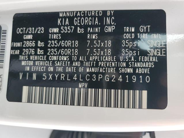 5XYRL4LC3PG241910 KIA SORENTO S