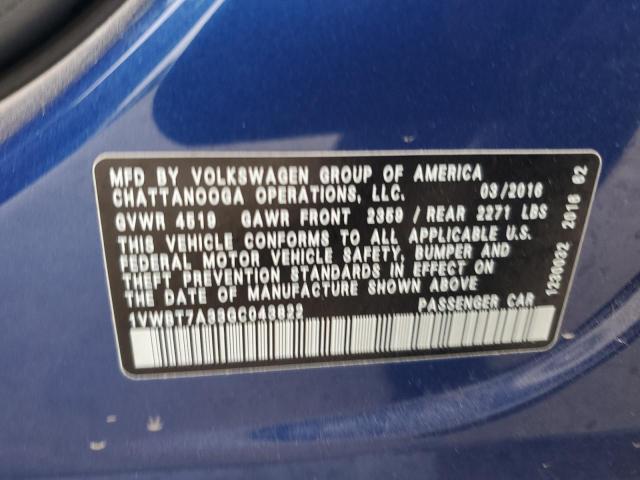 1VWBT7A33GC043822 Volkswagen PASSAT SE