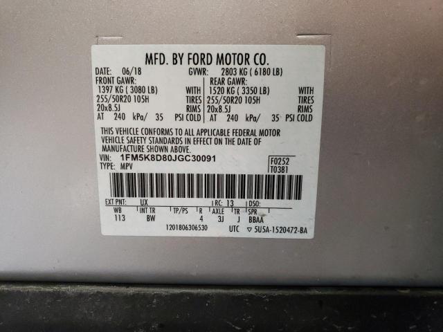 Ford EXPLORER XLT 2018 1FM5K8D80JGC30091 Image 14