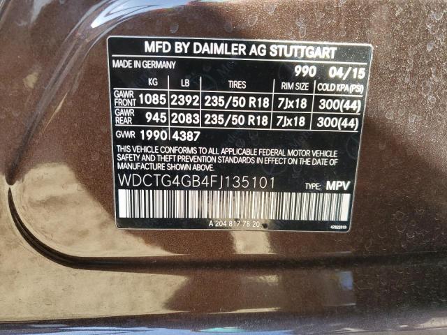 WDCTG4GB4FJ135101 Mercedes-Benz Gla 250 4matic