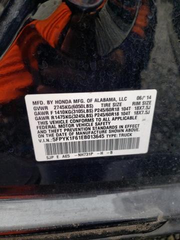 5FPYK1F61EB013645 Honda Ridgeline Rtl-s
