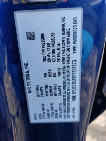 5YJ3E1EA5PF501273 Tesla MODEL 3