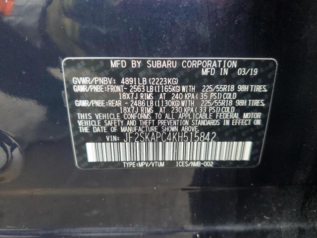 JF2SKAPC4KH515842 Subaru Forester Sport