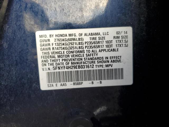 5FNYF4H29EB031612 Honda PILOT LX