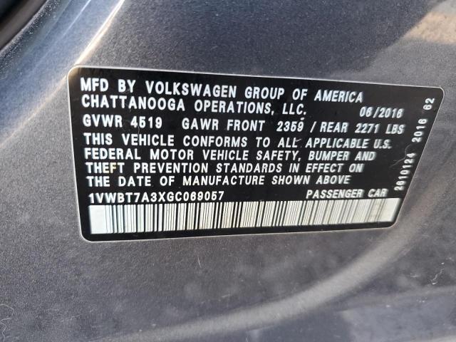 Volkswagen PASSAT SE 2016 1VWBT7A3XGC069057 Image 12