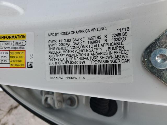 1HGCV3F54KA001699 Honda Accord Hybrid Exl
