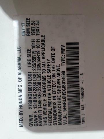 5FNRL6H9XJB014690 Honda Odyssey Elite