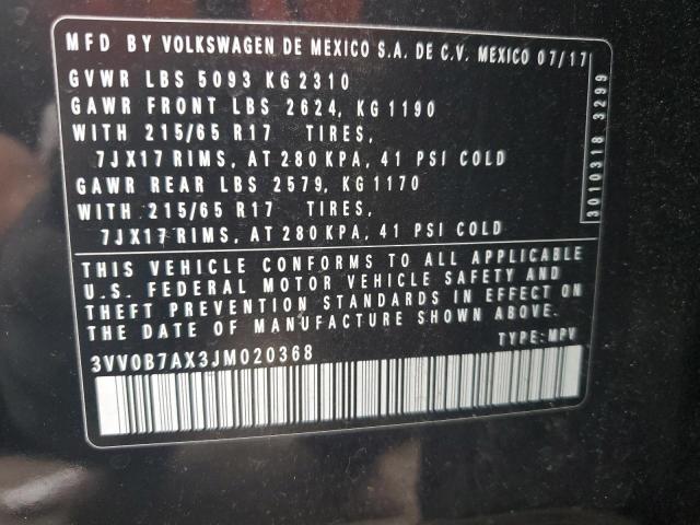 3VV0B7AX3JM020368 Volkswagen TIGUAN S