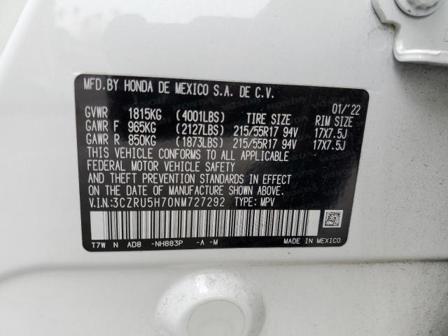 3CZRU5H70NM727292 Honda Hr-v Exl