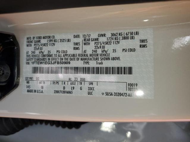 1FTEW1EG3JFB50909 Ford F150 Supercrew