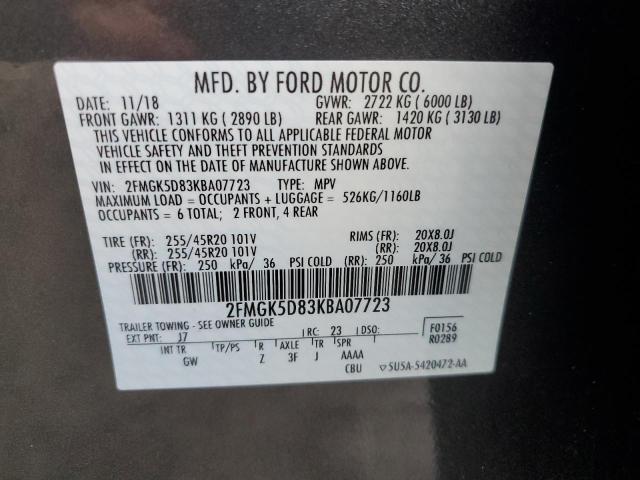 2FMGK5D83KBA07723 Ford Flex Limited