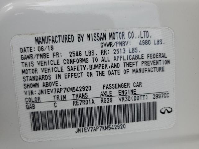 JN1EV7AP7KM542920 Infiniti Q50 LUXE