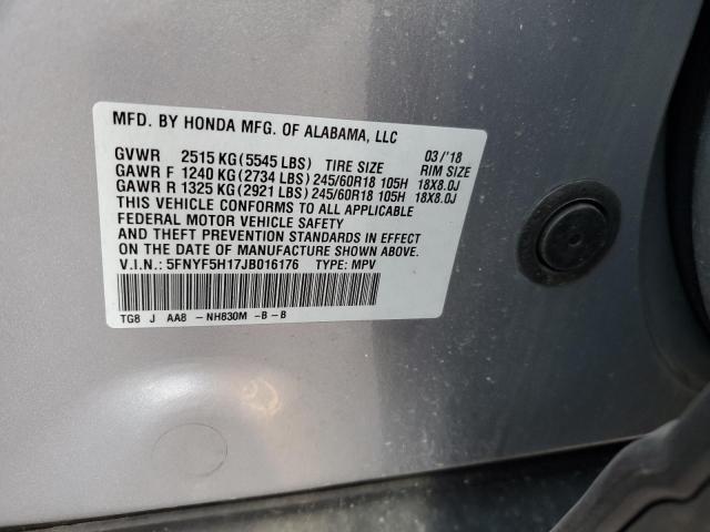 5FNYF5H17JB016176 Honda PILOT LX