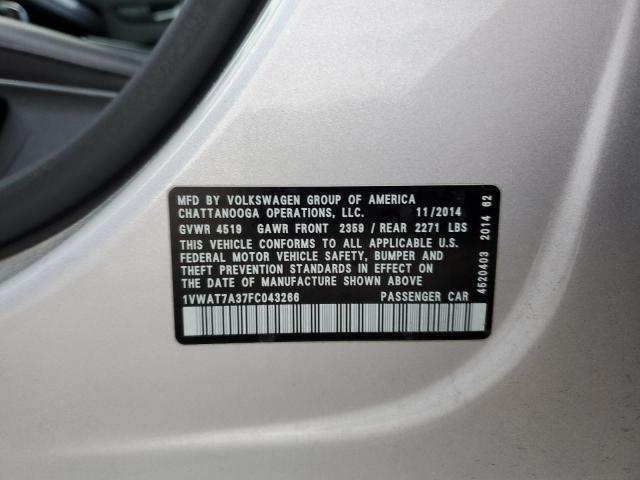 1VWAT7A37FC043266 Volkswagen PASSAT S