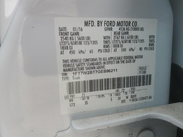 1FT7W2BT7GEB96211 Ford F250 SUPER