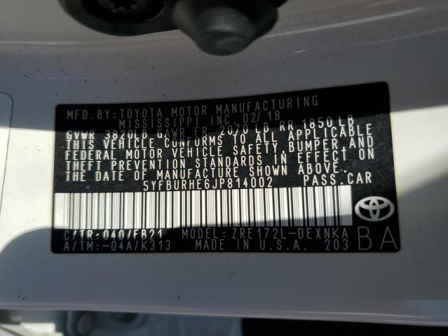 5YFBURHE6JP814002 Toyota 2zr-fe