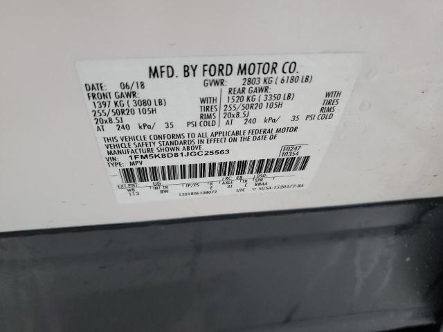 1FM5K8D81JGC25563 Ford EXPLORER X