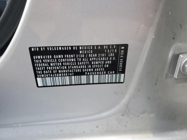 3VW267AJ3GM305147 Volkswagen 2016
