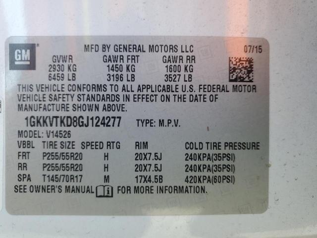 1GKKVTKD8GJ124277 GMC llt - sidi, alum, 60 degrees