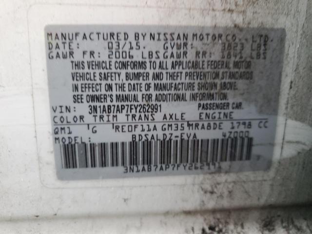 3N1AB7AP7FY262991 Nissan SENTRA S