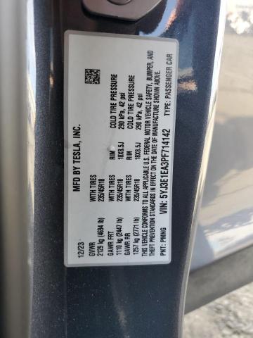 5YJ3E1EA3PF714142 Tesla MODEL 3