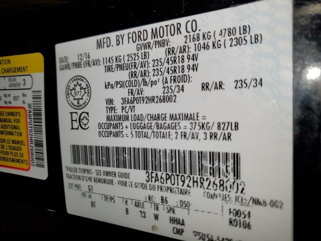 3FA6P0T92HR268002 Ford 2.0l gtdi premium fuel