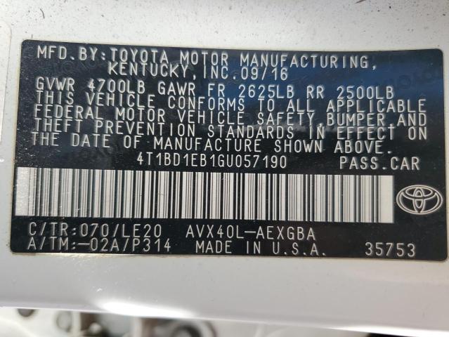 4T1BD1EB1GU057190 Toyota 2ar-fxe+2jm