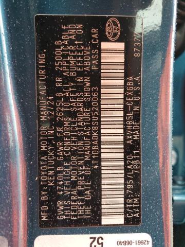 4T1DBADK8SU520063 Toyota a25a-fxs
